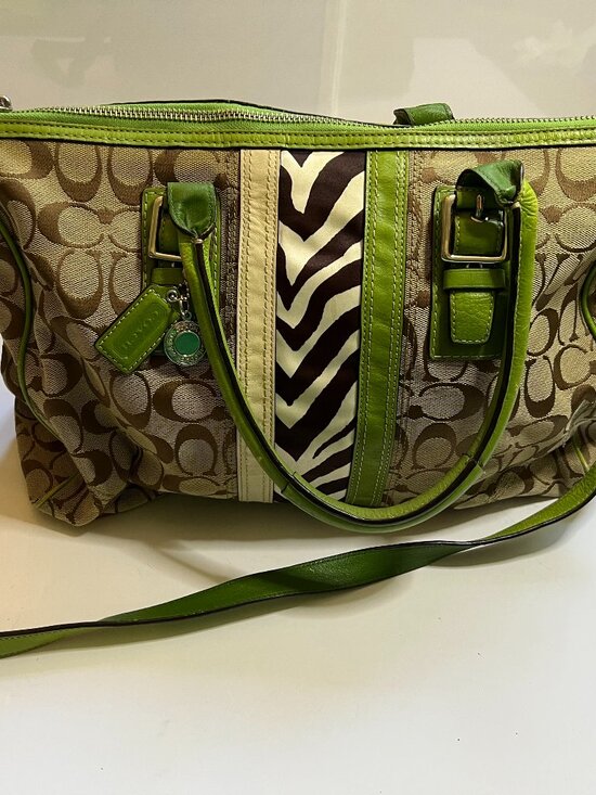 Coach Handbags - Coach Hampton Nancy Signature Zebra Satchel/Tote Bag
